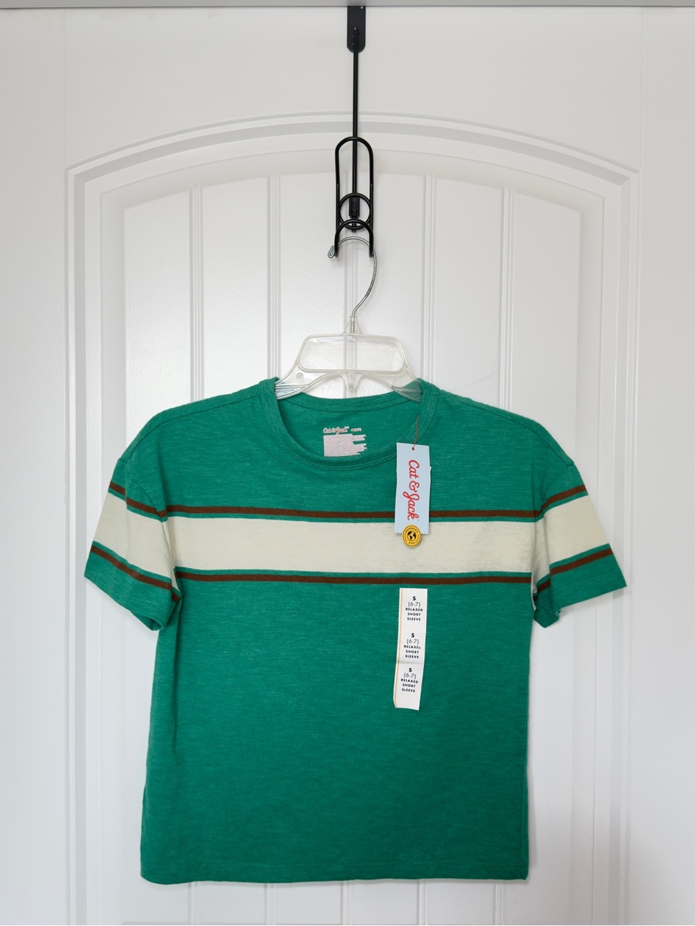 Cat & Jack Boys Small  Striped Short Sleeve Relaxed Fit  T Shirt